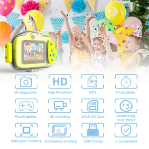 Moxtop Chargeable Children Birthday Toy Gift Digital Photo Video Camera Cute Cartoon 2.0 Inch Photo Kids Instant Camera