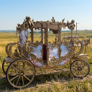 Chariot de Mariage Personnalisé Sculpté, Calèche Royale à Quatre Roues, Chariot de Visite Extérieur Spécial, Transport Élégant à Chevaux - Product Image 1