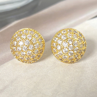 Pendientes de tuerca de circonita cúbica con corte brillante, de latón chapado en rodio, con circonita cúbica, diseño de garra, joyería de moda, lindos y modernos, regalo para mujer, 18K