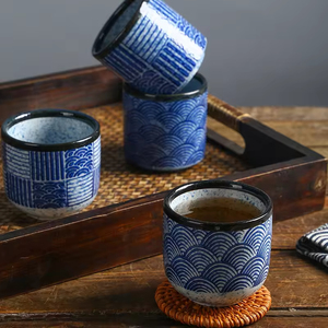 Taza de té de cerámica con diseño de ondas al estilo japonés, taza de té verde de cerámica retro, duradera, taza de café de cerámica - Product Image 3