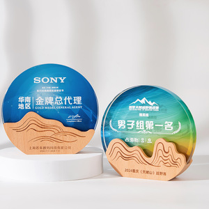 Real Wood Crystal <b>Trophy</b> Custom Laser <b>Engraved</b> Logo Durable Conference Award Gift For Employee Recognition Event - Product Image 1