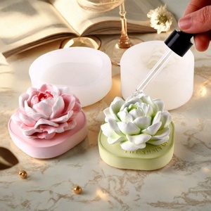 แม่พิมพ์เทียนเรซิ่นรูปดอกไม้พร้อมฐาน แม่พิมพ์ซิลิโคนสำหรับตกแต่งบ้าน แม่พิมพ์เทียนหอม - Product Image 4