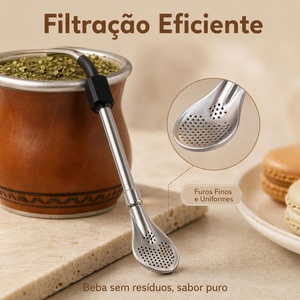 Paille à yerba maté colorée réutilisable en acier inoxydable 304 avec embout filtrant - Product Image 6