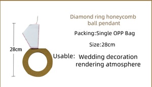 Decoración para Bodas y Fiestas: Adornos Colgantes de Bola de Papel con Diseño de Anillo de Diamantes en Oro Rosa y Panal de Abeja - Product Image 2