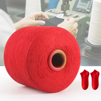Red Regenerated Spun Yarn Knitting Regenerated Cotton Yarn Polyester Cotton Blended Socks Use Melange Yarn