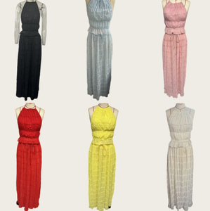 Ensemble jupe femme Viviblook Z414ST01 – Haut plissé sans manches multicolore sexy et jupe évasée grande taille deux pièces - Product Image 1