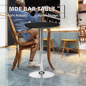 Mesa de Bar Redonda Ajustable de MDF para Uso en Hoteles Modernos, con Patas y Base Plateadas - Product Image 2