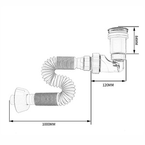 Kit de desagüe emergente para lavabo <span class=keywords><strong>con</strong></span> tapa de acero inoxidable, manguera flexible, sifón transparente antiolores y set de desagüe para fregadero de baño - Product Image 6