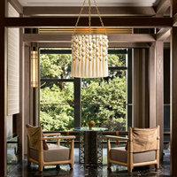 Tapisseries murales en macramé tressées à la main avec des anneaux dorés, abat-jour de lustre, décorations pour une maison chaleureuse