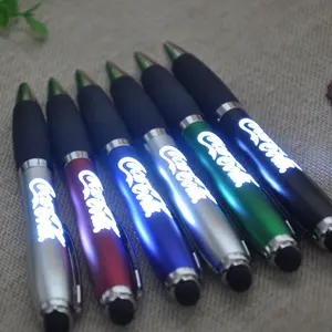 Hot sales promotional gift multifunctional led flash light stylus pen with keychain and phone holder