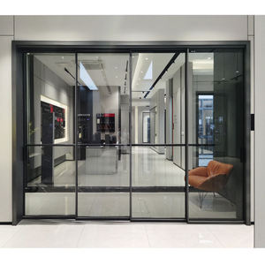 आधुनिक एल्यूमीनियम स्लाइडिंग दरवाजे सुंदर स्लिम फ्रेम विभाजन दरवाजा डबल ग्लास स्लाइडिंग दरवाजे - Product Image 5