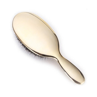 Brosse à cheveux coussinée antistatique compacte en poils de sanglier et nylon, plaquée or ionique, avec logo personnalisé, vente en gros