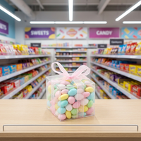 Boîte à bonbons transparente en PET recyclé de qualité alimentaire avec gaufrage et logo personnalisé pour l'emballage de cadeaux de mariage
