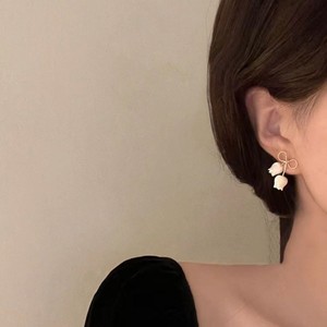 Boucles d'oreilles pendantes de luxe rétro françaises, bijoux de mode brillants, pendentif cœur, fleur, nœud papillon, dorées - Product Image 4