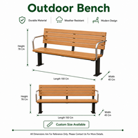 Banc de jardin en acier inoxydable avec dossier, durable et résistant à l'eau, 2 places, pour les espaces communautaires et les cours