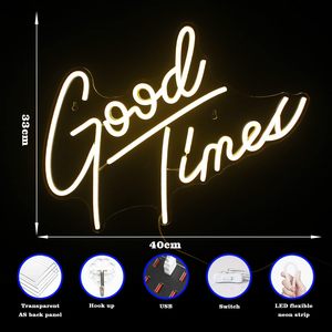 Enseigne néon LED « Good Times » pour décoration murale, alimentée par USB, idéale pour chambre, salle de jeux, fête - Product Image 2