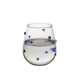 Madou Wholesale Ins Creative Blue Irregular Dot Glass Cup Cute Small Bubble Design Coffee Cup