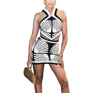 Ensemble tricoté 2 pièces personnalisé pour femme 2026 – Haut dos nu sans manches et mini-jupe moulante – Tenue de club sexy respirante printemps-été - Product Image 5