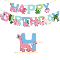 Globos de Fiesta de Cumpleaños de Dinosaurio Rosa, Pancarta, Adorno para Pastel, Decoraciones de Fiesta de Cumpleaños de Niña con Temática de Jurassic World Dino Roar, Decoraciones para Baby Shower