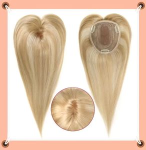 Topper per capelli umani biondi 613 <span class=keywords><strong>con</strong></span> frangia, 100% capelli vergini brasiliani lisci, parrucca <span class=keywords><strong>con</strong></span> parte libera in pizzo per donna - Product Image 4