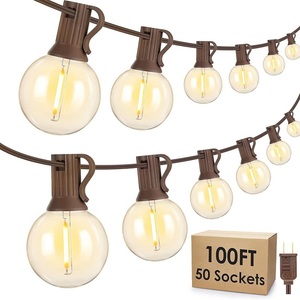 야외 스트링 조명 100피트 방수 파티오 조명 52 LED 전구 LED 정원 장식 파티 조명 - Product Image 1