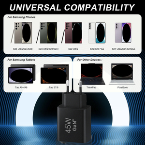 Nouveaux produits Adaptateur secteur GaN 45W, charge super rapide 2.0, charge portable pour Samsung Note 20 S24, <span class=keywords><strong>prise</strong></span> EU - Product Image 6