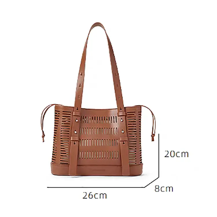 PU #PA0941 ausgehöhlt tasche neuer stil modisch damen-handtaschen stilvolle lederhandtaschen geldbörsen tote-tasche für damen mit schnur tasche