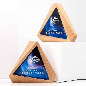 Trofeos de cristal de madera maciza medallas placas con nuevas letras creativas e impresión UV personal honores regalos de bienvenida trofeo - Product Image 5