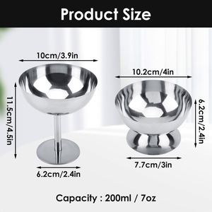 Bol à dessert/salade réutilisable en acier inoxydable, capacité 200 ml, couleur argent, luxe, fait main, logo personnalisé, pour fêtes - Product Image 2