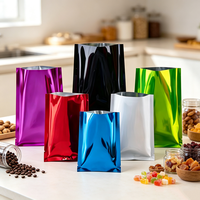 Sachets plats personnalisés en gros, imprimés, brillants, colorés, en PE et feuille d'aluminium, thermoscellables, anti-odeur, petits emballages de poche