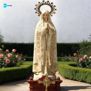 Estatua de Nuestra Señora de Fátima de Mármol Religiosa Hecha a Mano con Diseño Asiático para Villa y Jardín - Product Image 6