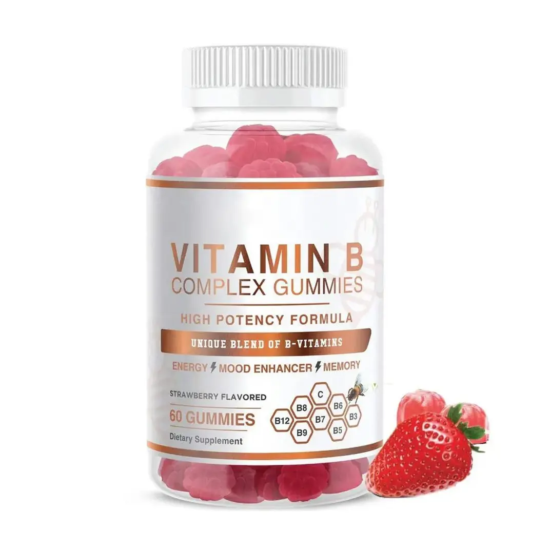 Gomitas OEM con vitamina B Complex Energy Chews Energy Gomitas con vitamina B12 B Complex Suplemento Vegano para un cabello saludable, Ski