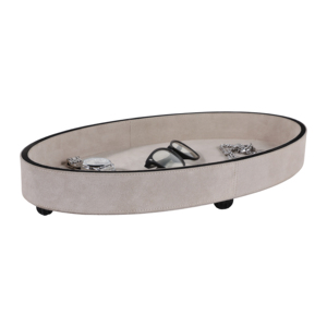 Vassoio Decorativo Rotondo Minimalista in Camoscio per Centrotavola, Elegante Vassoio d'Accento per Casa, Camera da Letto, Bagno, Vanità - Product Image 2