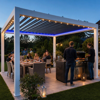 Pergola en aluminium durable avec revêtement en poudre, motorisée, à lames orientables, bioclimatique, imperméable, pour balcon extérieur, jardin, bord de piscine