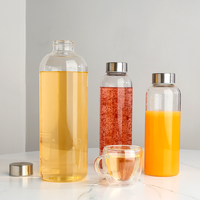 Bouteille d'eau en verre borosilicate à double paroi isolée JIANMEI moderne, sans BPA, 500 ml/1000 ml, bouchon en acier inoxydable anti-fuite