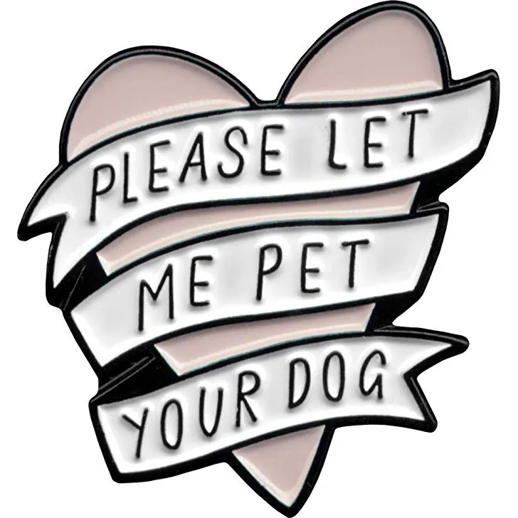 Tolong Beri Saya Pet Spanduk Anjing Anda Di Pin Enamel Hati Merah Muda