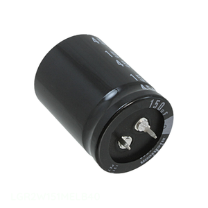 ตัวเก็บประจุแบบมีรูสำหรับผ่านช่องเก็บ LGR2W151MELB40สารส้ม150 uF 20% 450V Snap th 150 uF - Product Image 1