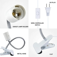 360 degrés Flexible E27 support de lampe de bureau Base de lumière simple/Double extrémité prise col de cygne câble à clipser avec interrupteur de marche prise EU US