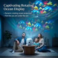 Projecteur Océanique Rechargeable USB, Lampe de Nuit LED pour Chambre d'Enfant, Projection Rotative Ciel Étoilé, Décoration d'Ambiance, Cadeau
