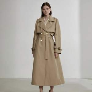 Fashion New Design Windbreaker Jacket Cross Splicing Double Breasted Lapel Long <strong>Coat</strong> for Women 2379 - Product Image 1