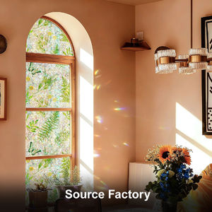 Film adhésif statique pour fenêtre à motif de feuilles vertes, arc-en-ciel, appartement, salon, cuisine, salle de bain, écologique, durable, <span class=keywords><strong>PVC</strong></span>, protection UV - Product Image 1