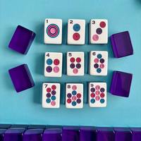 Blocs de Mahjong transparents Améthyste, Joker de lapin violet et fleur de bambou graphique brillant Transparent US Mahjong Tiles