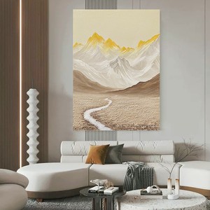 Golden Mountains Landscape Painting Wrapped Canvas Modern Minimalist Sofa Background Wall Art <b>Large</b> Entrance Hallway Decor - Product Image 4