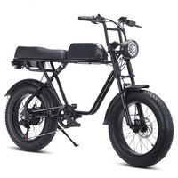Batterie au lithium 48V 10.5AH, pneus larges 20x4 pouces, 7 vitesses, moteur arrière sans balais, double suspension, frein à disque étanche, vélo électrique rétro