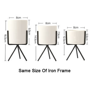 Mini Pots de fleurs en céramique, individuels, support de Table en métal, pour l'intérieur, bon marché, plantes, <span class=keywords><strong>Cactus</strong></span> - Product Image 3