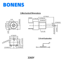 BONENS 3360Y 5k 10% Résistances Variables Scellées en Céramique Métallique (Cermet) avec Bouton de 6mm, Puissance Nominale 0.5W, Potentiomètres de Réglage pour Équipements Électroniques