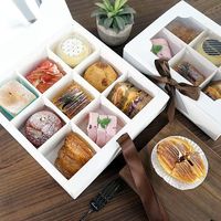 Boîtes en carton gaufré imprimées offset de qualité alimentaire, écologiques et recyclables, en gros, 4/6 pièces, pour desserts et sushis