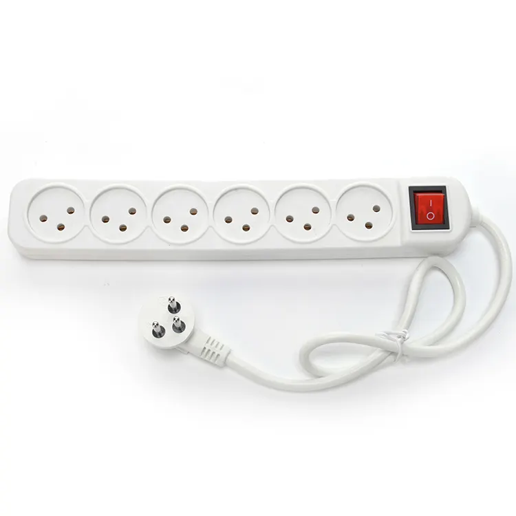 Top Quality israel extension cord power strip with 5 universal outlet with extended israel type power cable 3 pin prong plug