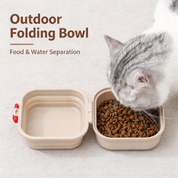 Bol pliable à double compartiment pour animaux de compagnie, plat portable en PP pour nourriture et eau, idéal pour les voyages en extérieur