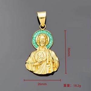 Pingente de Coração Sagrado de <span class=keywords><strong>Jesus</strong></span> em Ouro 18K com Revestimento em Aço Inoxidável, Colar de Moda Religiosa para Homens - Product Image 5